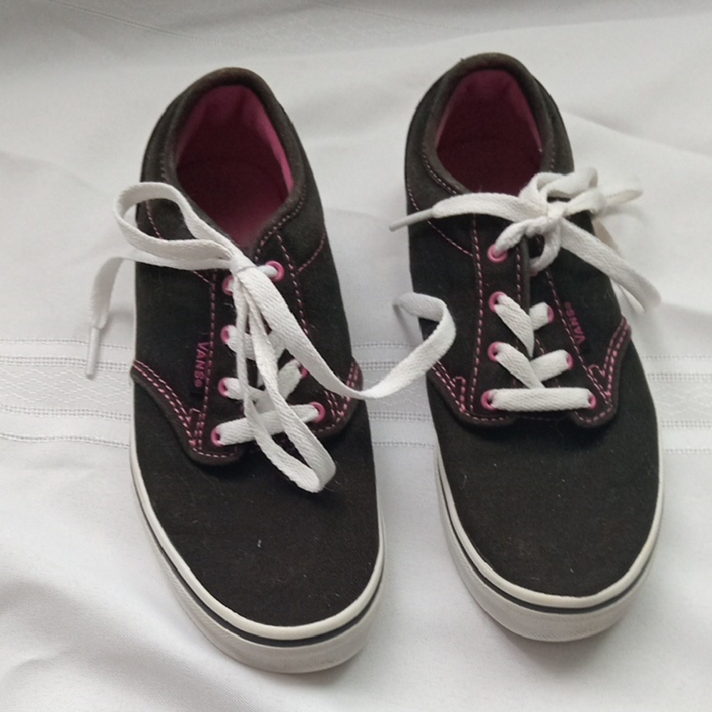 Children's Vans Black Sneakers with Pink Highlights Size 2